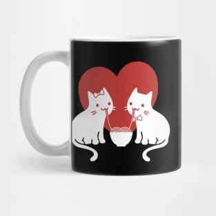 Cute Cat Eating Ramen With Girlfriend With Love Mug